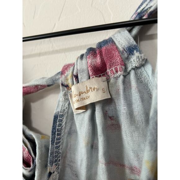 Linen Artsy Printed Halter Dress Size S Made in Italy Bellambra - Picture 6 of 11